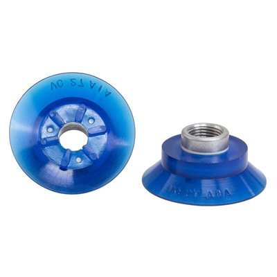 Blue Vinyl Vacuum Cup 1.00H x 2.25W w/3/8 NPT Insert & Cleats Style F