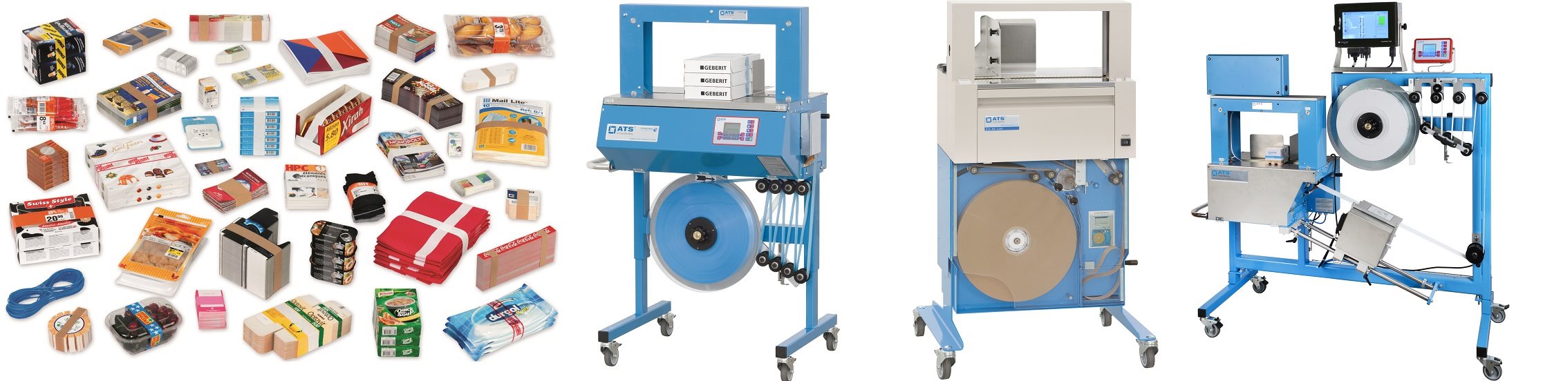 Banding machine applying paper bands to retail products